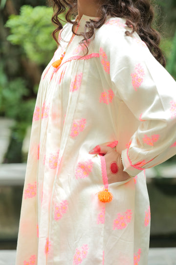 GAD-02583 | Beige & Neon | Casual Plus 3 Piece Suit  | Cotton Jacquard Neon Shade